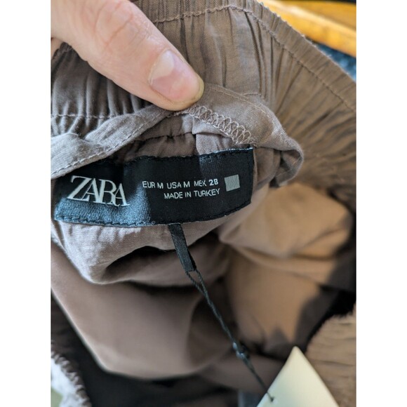 ZARA NEW Semi Sheer Cargo Brown Pants Medium - Picture 6 of 10